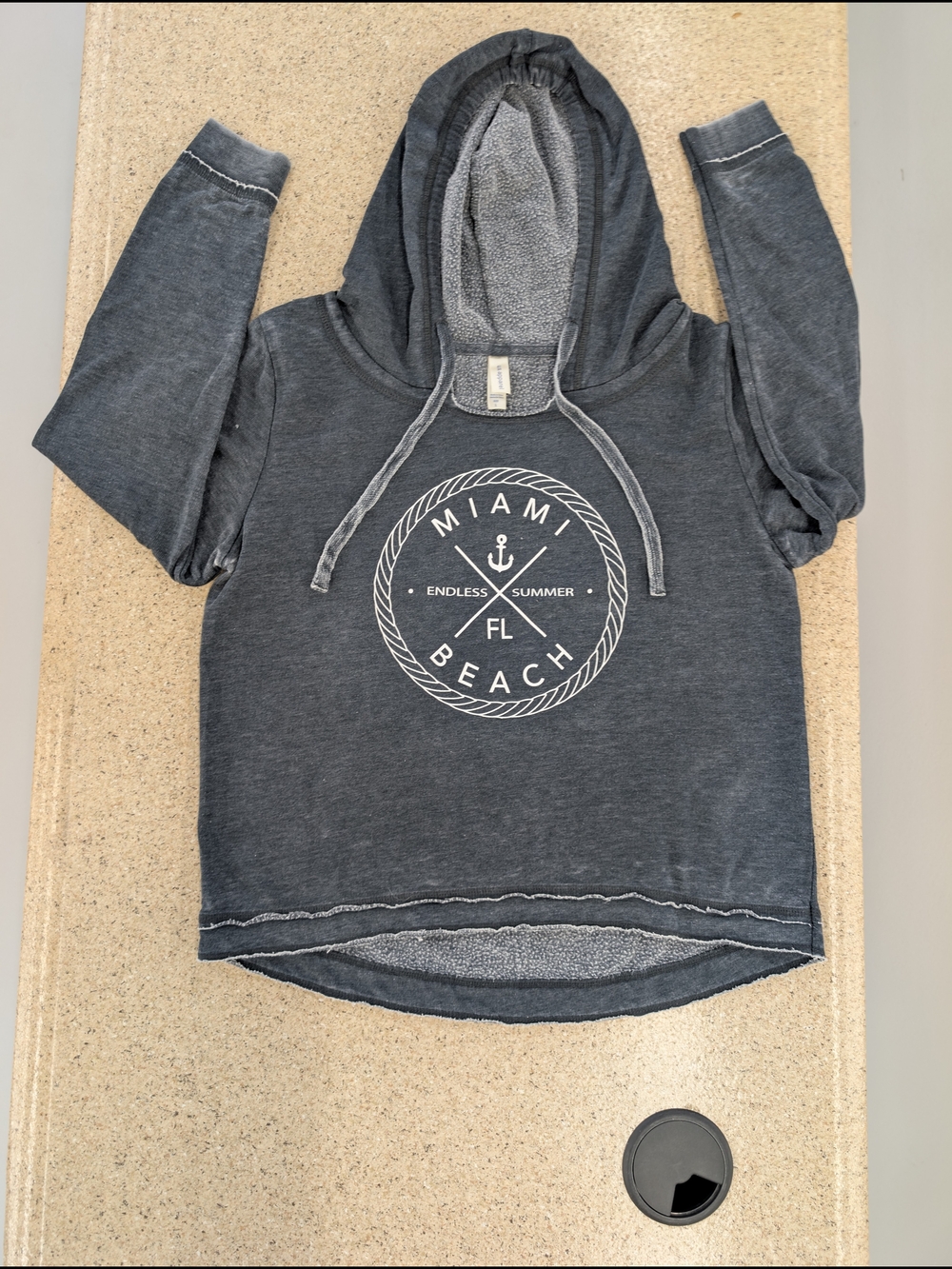 US Apparel Miami Beach Graphic Hoodie - Charcoal Gray